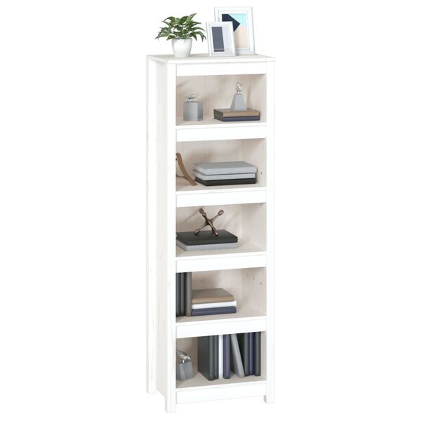 vidaXL Book Cabinet White Solid pine wood Medium Book Cabinet