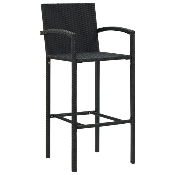 vidaXL Garden Bar Set Black PE rattan, Powder-Coated Steel Standard