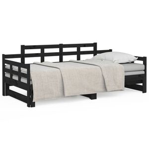 vidaXL Day Bed Black Solid pine wood 2x