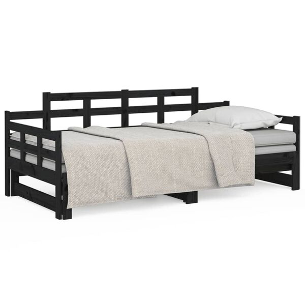 vidaXL Day Bed Black Solid pine wood 2x