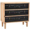 vidaXL Drawer Cabinet Natural wood with black details