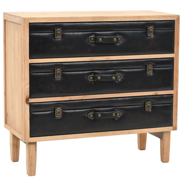 vidaXL Drawer Cabinet Natural wood with black details