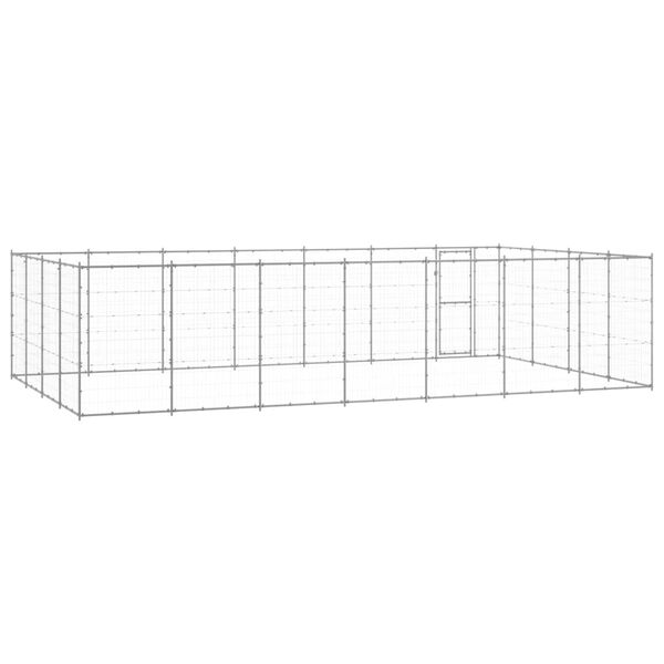 vidaXL Dog Kennel Silver Galvanized Steel 33.88 sq ft Durable