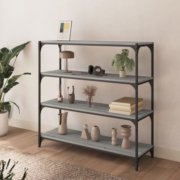 vidaXL Book Cabinet Grey Sonoma Engineered wood and steel