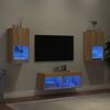 vidaXL 4 Piece TV Wall Stands with LED Lights Sonoma Oak