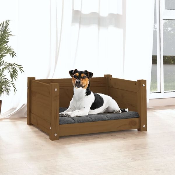 vidaXL Dog Bed Honey Brown Solid Pine Wood Small Durable Dog Bed