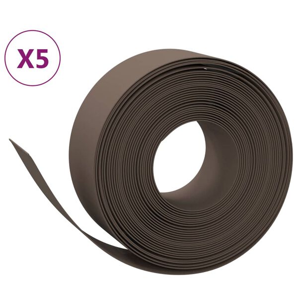 vidaXL Garden Edgings 5 pcs Brown 32.8' 7.9" Polyethylene