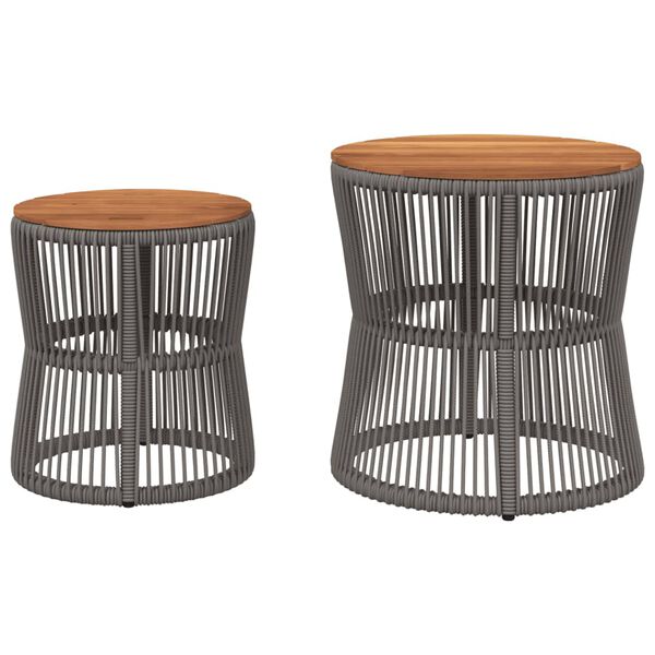 vidaXL Garden Side Table Gray and Brown PE rattan Small and Medium