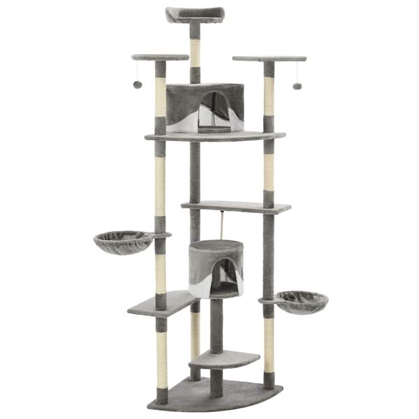 vidaXL Cat Tree Grey and White Engineered wood Large Cat Playground