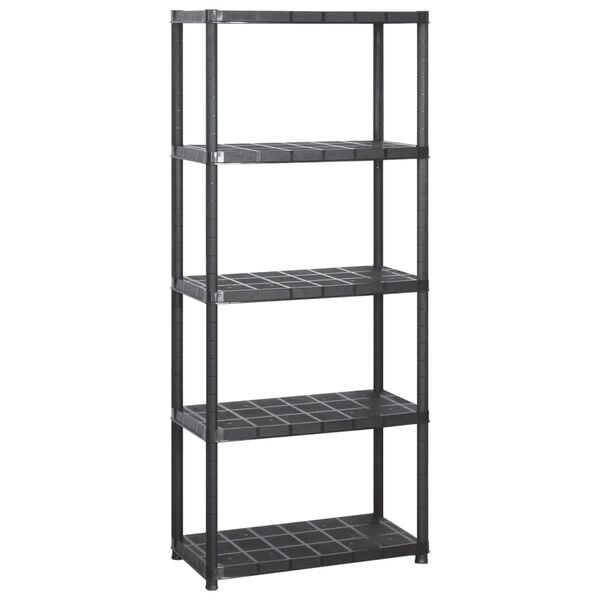 vidaXL Storage Shelf 5-Tier Black 55.9x15.0x66.9" Plastic (2x147684)