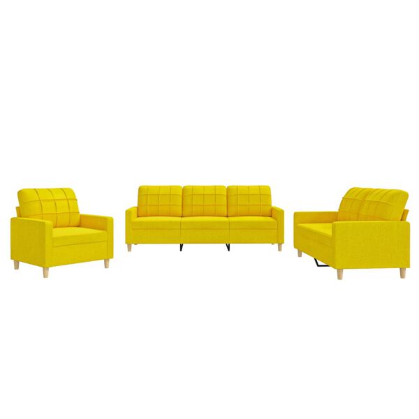 vidaXL Sofa Set Light yellow Fabric (100% polyester), metal, plywood