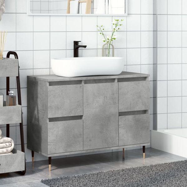 vidaXL Bathroom Cabinet Concrete Grey Engineered wood, Iron Medium