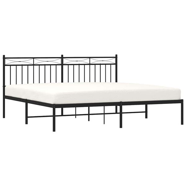 vidaXL Bed Frame Black Powder-Coated Steel Double Metal Bed Frame