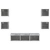 vidaXL TV Wall Unit Set of 7 Concrete Grey Engineered Wood, Glass Medium