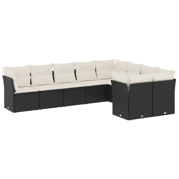vidaXL Garden Sofa Set Black PE Rattan Large Modular Garden Sofa Set
