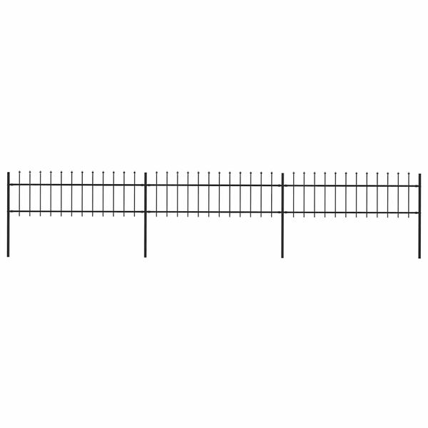 vidaXL Garden Fence with Spear Top Steel 211.4"x23.6" Black