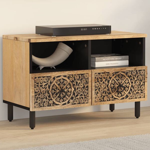 vidaXL TV Cabinet Natural wood Solid mango wood Small TV Cabinet