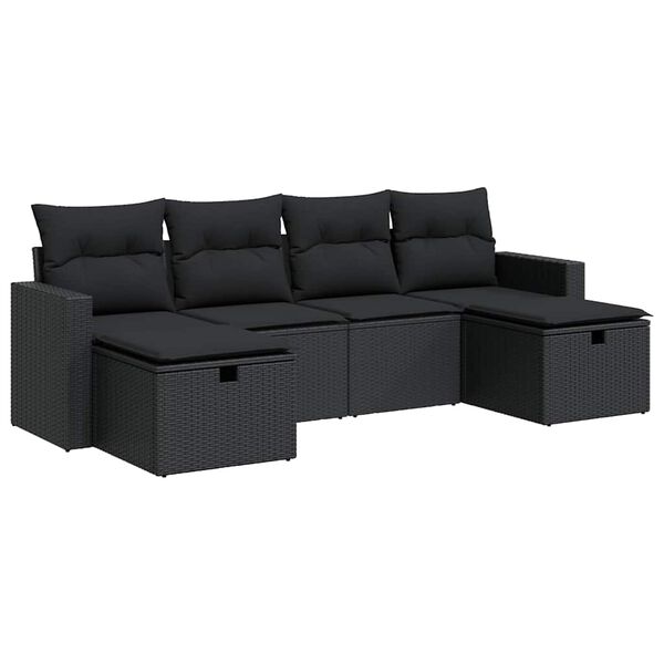 vidaXL Garden Sofa Set Black