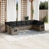 vidaXL Garden Sofa Set Gray PE rattan, powder-coated steel, polyester