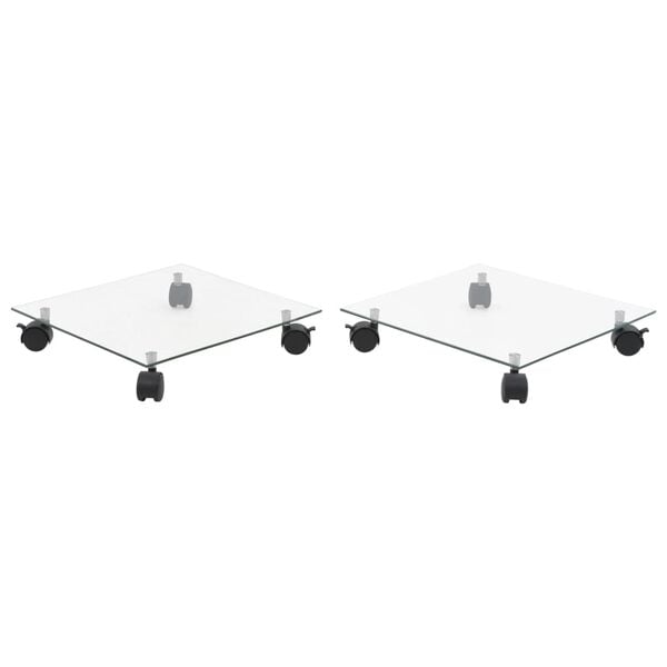 vidaXL Plant Roller Set of 2 Transparent Tempered Glass 13.8 x 13.8 in
