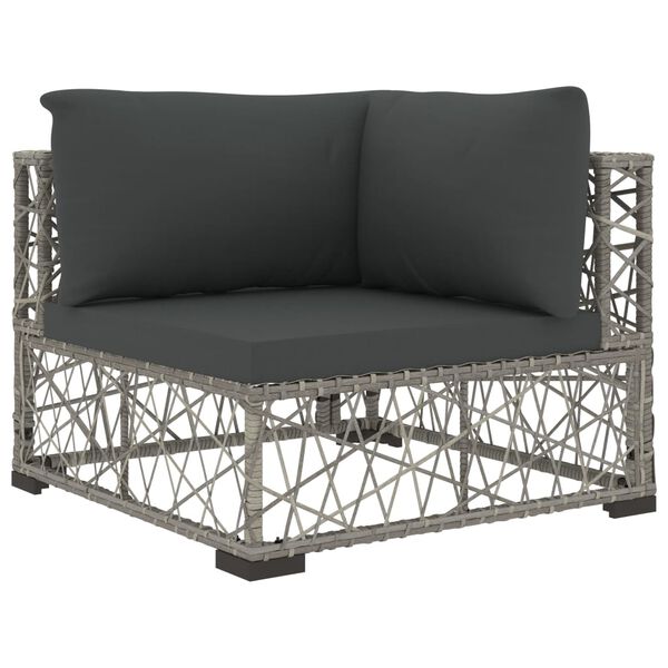 vidaXL Patio Lounge Set 6 Piece Grey PE Rattan Large Removable Covers