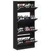 vidaXL Shoe Cabinet Black Engineered wood Tall Shoe Cabinet