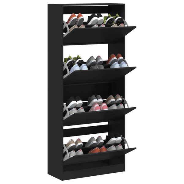 vidaXL Shoe Cabinet Black Engineered wood Tall Shoe Cabinet
