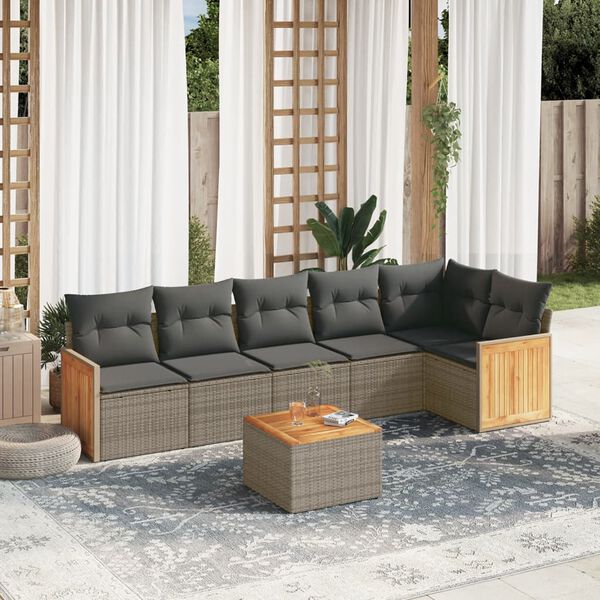 vidaXL Garden Sofa Set Grey, Dark Grey PE rattan Large Modular