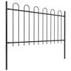 vidaXL Garden Fence with Hoop Top Steel 141.3"x39.4" Black