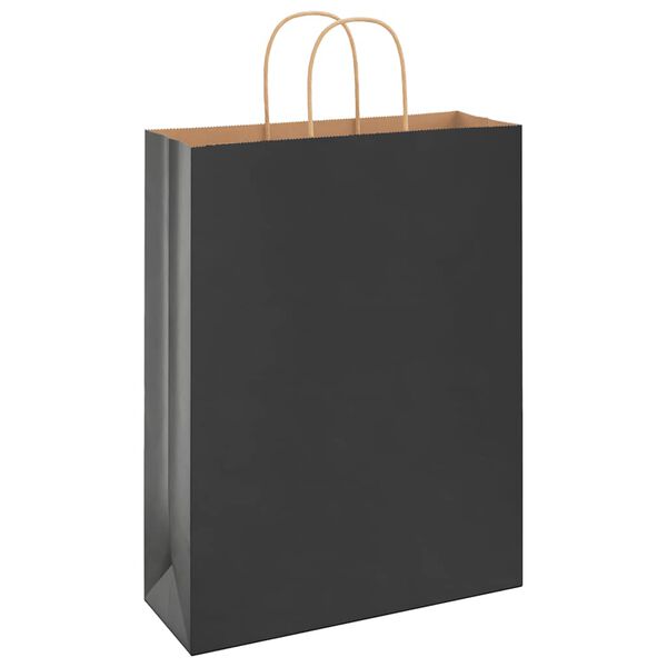 vidaXL Paper Bags 50 pcs with Handles Black 12.6x4.7x16.5"