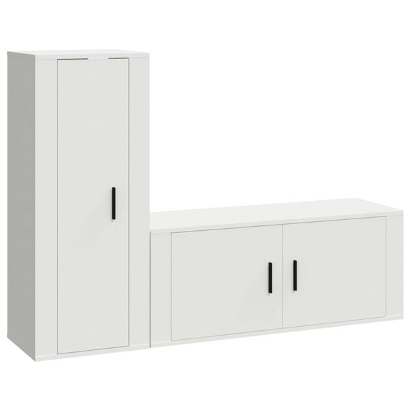 vidaXL TV Cabinet Set Set of 2 White Engineered Wood TV Cabinet Set