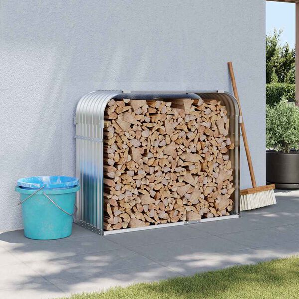 vidaXL Log Holder Silver 47.2"x17.7"x39.4" Galvanized Steel