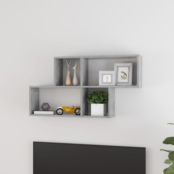 vidaXL Wall Shelf Concrete gray Engineered wood Medium Wall mounting