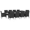 vidaXL 11 Piece Patio Dining Set with Cushions Black Poly Rattan