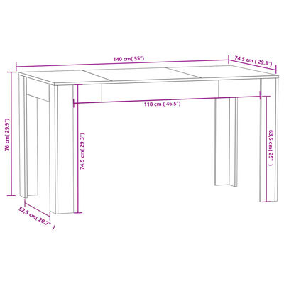 vidaXL Dining Table Sonoma Oak 55.1"x29.3"x29.9" Engineered Wood