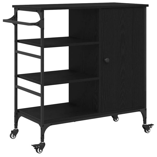 vidaXL Kitchen Trolley Black Oak 87.5 x 39 x 84.5 cm Engineered Wood