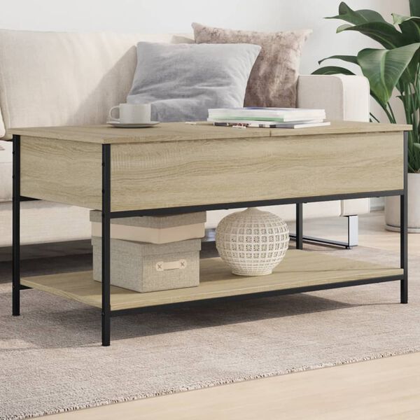 vidaXL Coffee Table Sonoma Oak Engineered wood, Metal Medium