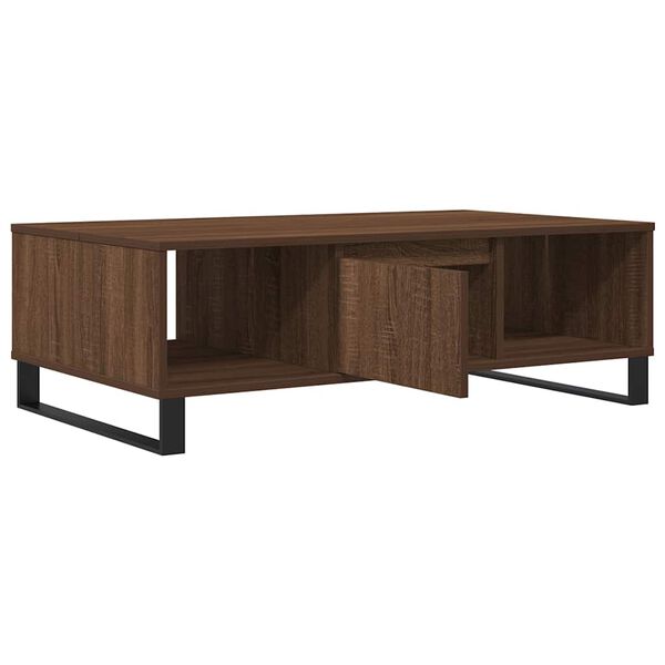 vidaXL Coffee Table Brown Oak Engineered Wood, Iron 41 in Coffee Table