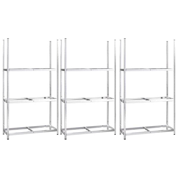 vidaXL 3-Layer Tire Racks 3 pcs Silver 43.3"x15.7"x78.7" Steel