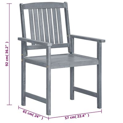 vidaXL Patio Chairs 8 pcs Solid Acacia Wood Gray