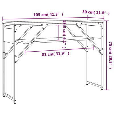 vidaXL Console Table with Shelf Black 41.3"x11.8"x29.5" Engineered Wood