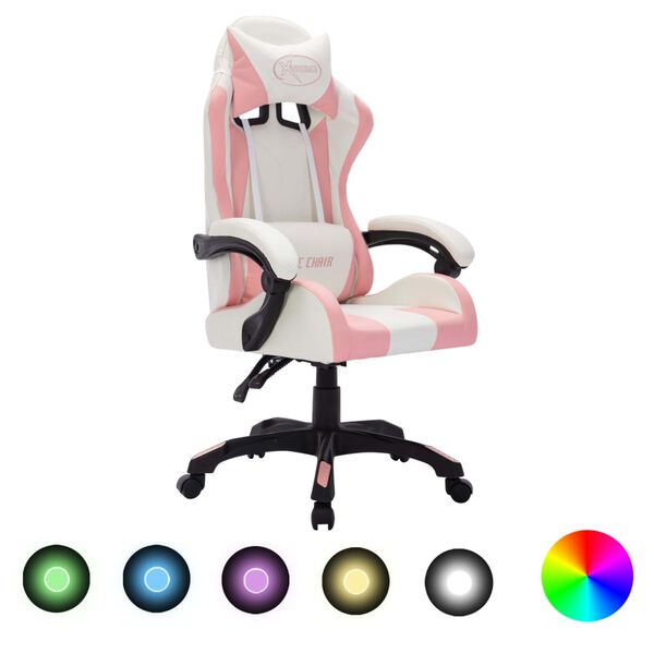 vidaXL Racing Chair Pink and Black 80% PVC, 15% Polyester, 5% Cotton