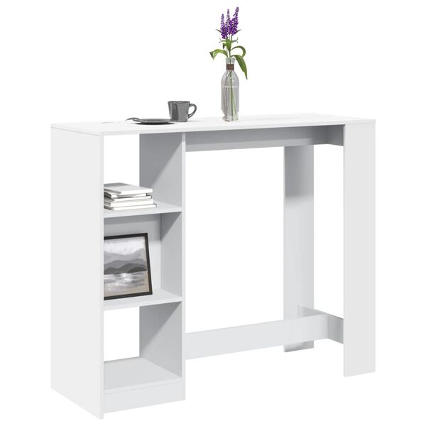 vidaXL Bar Table White Engineered Wood Large Bar Table Rectangular