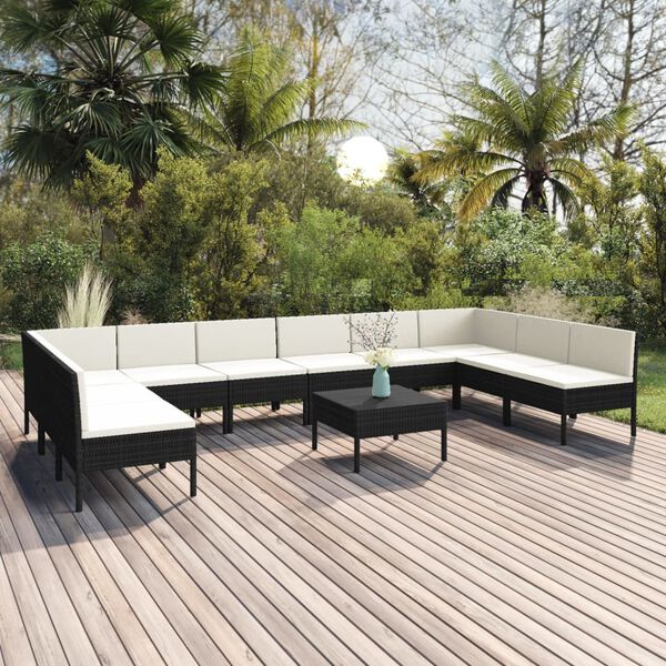 vidaXL Garden Lounge Set Black, Cream White