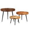 vidaXL Table Set 3 Pieces Solid Mango Wood and Steel