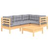 vidaXL Garden Lounge Set Grey, Pinewood Solid pinewood, 100% polyester