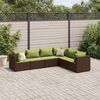 vidaXL Patio Lounge Set Brown PE rattan, powder-coated steel, 100% polyester