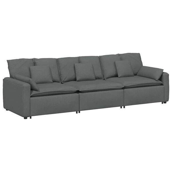 vidaXL Modular Sofa with Cushions Dark Gray
