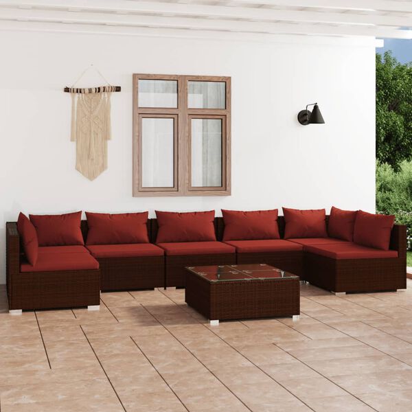 vidaXL Garden Lounge Set Brown PE rattan Large Garden Lounge Set