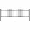 vidaXL Garden Fence with Spear Top Steel 141.3"x39.4" Black